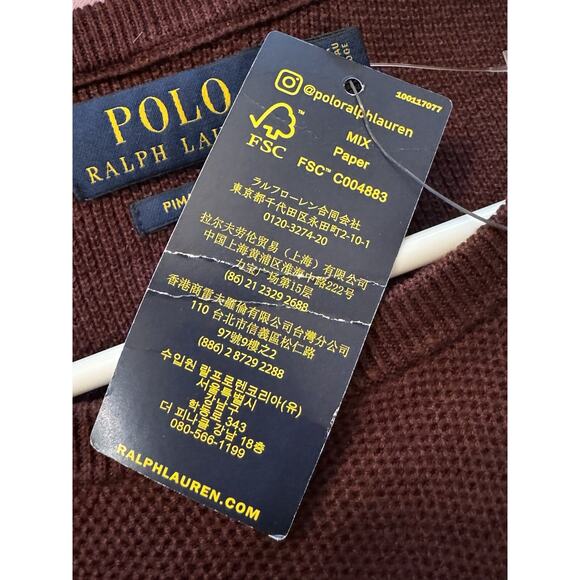 Polo Ralph Lauren Men’s Long Sleeve Sweater XL Burgandy NWT - Picture 7 of 7
